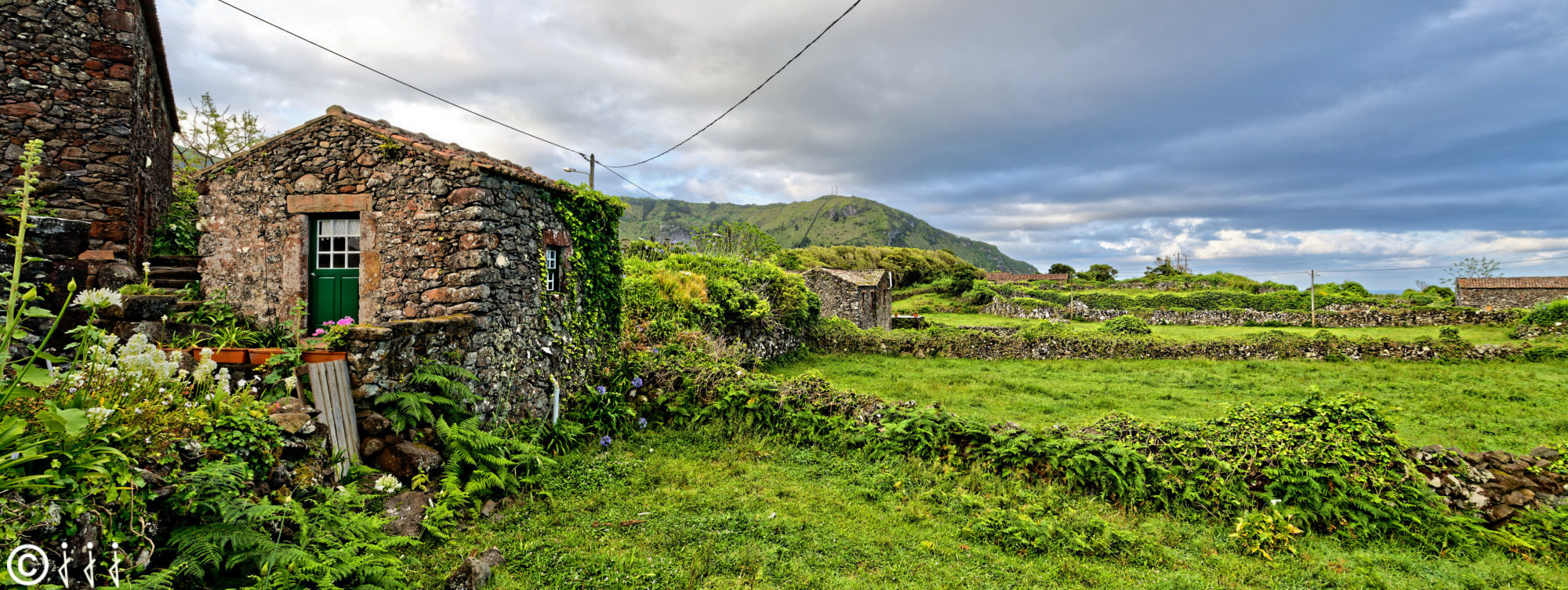 Paysage île de Flores aux Açores.