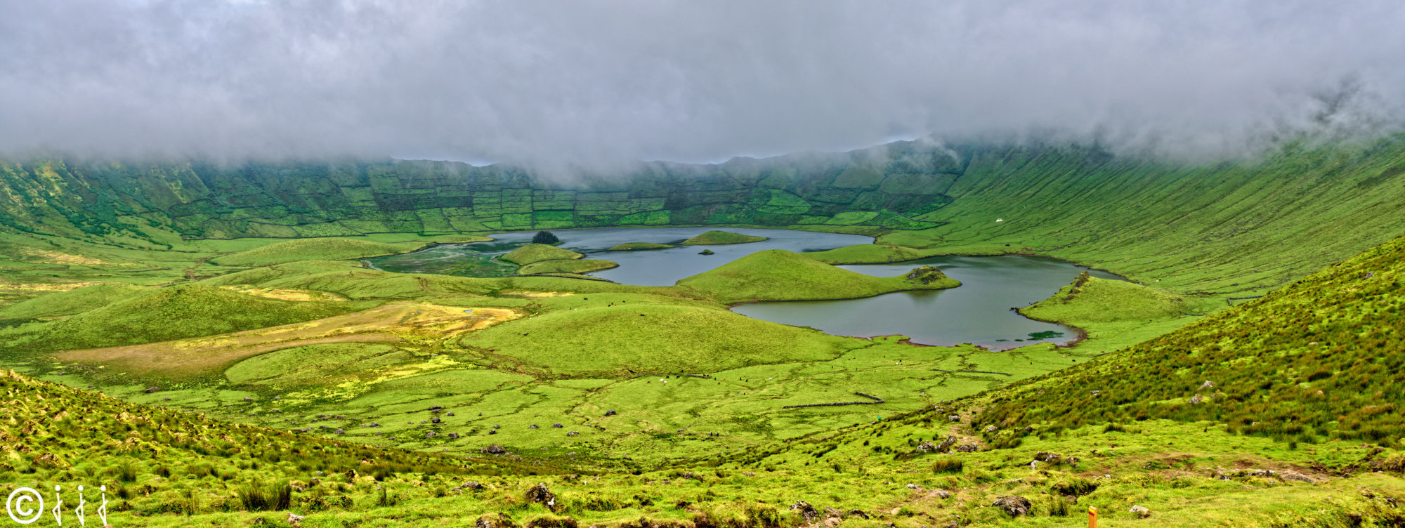 Paysage île de Corvo aux Açores.