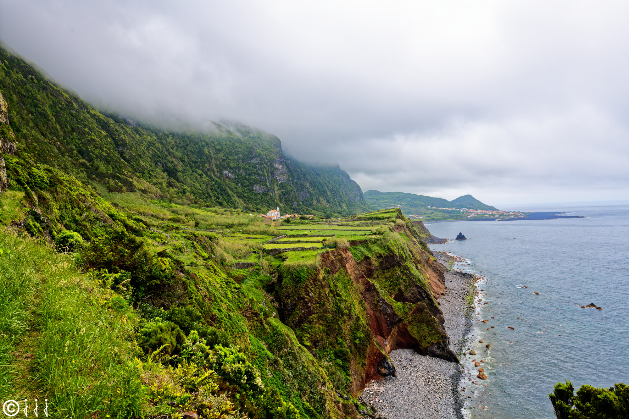 Paysage île de Flores aux Açores.