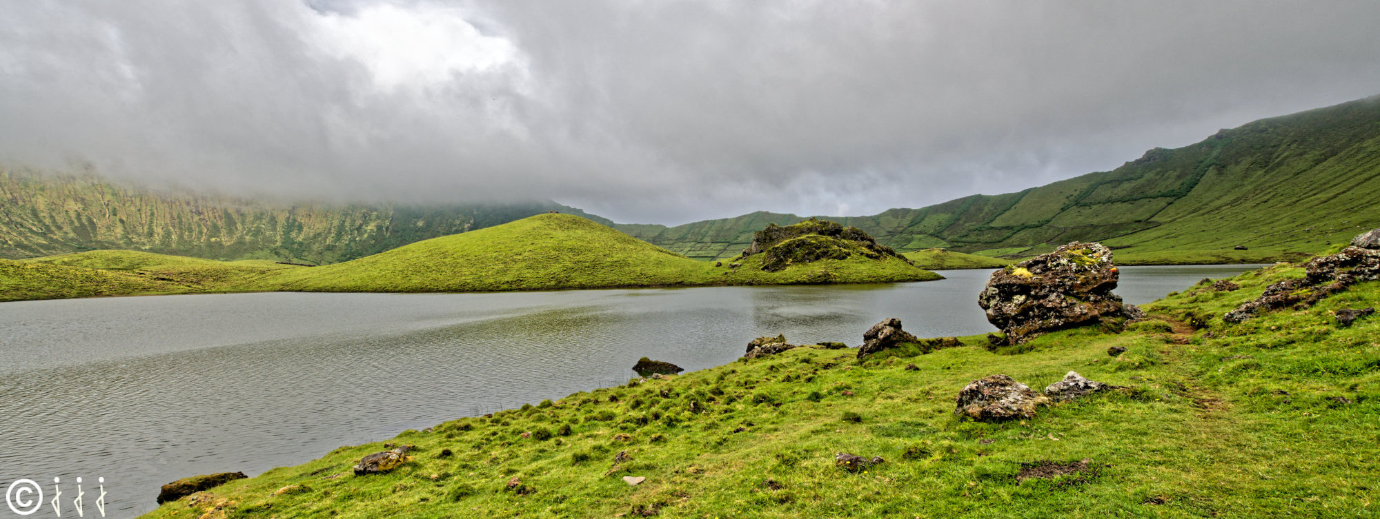 Paysage île de Corvo aux Açores.
