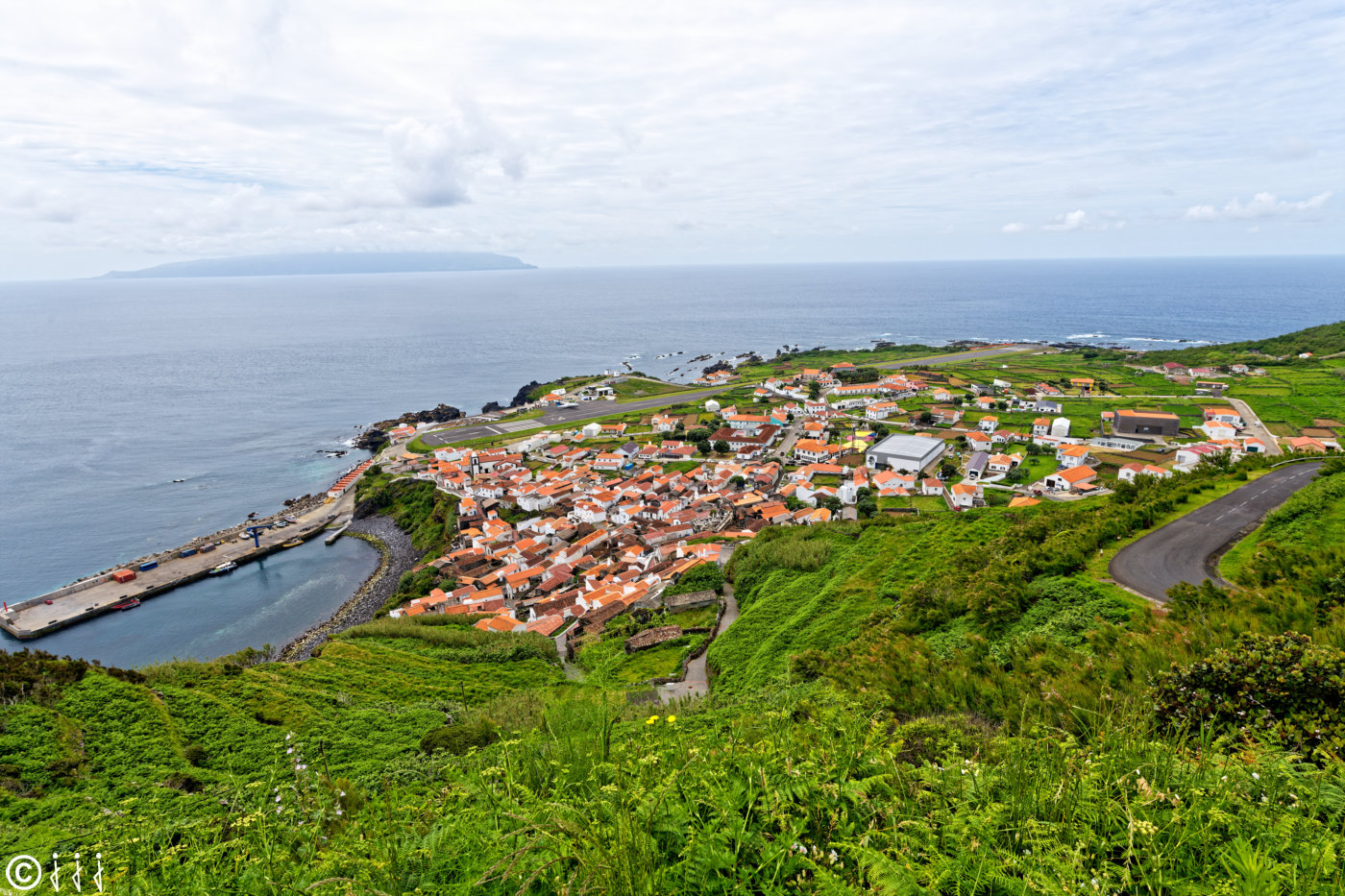 Paysage île de Corvo aux Açores.