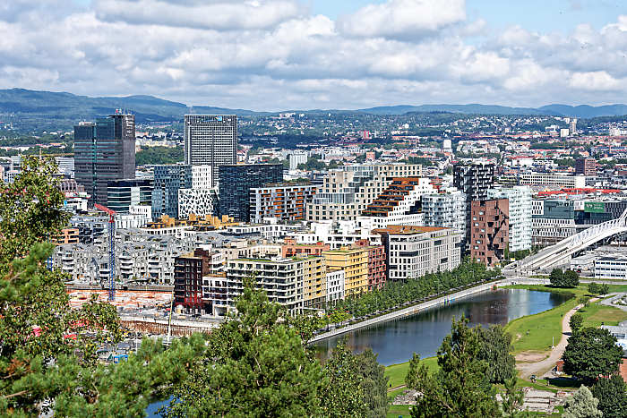 Quartier moderne d'oslo surnomé le barcode.