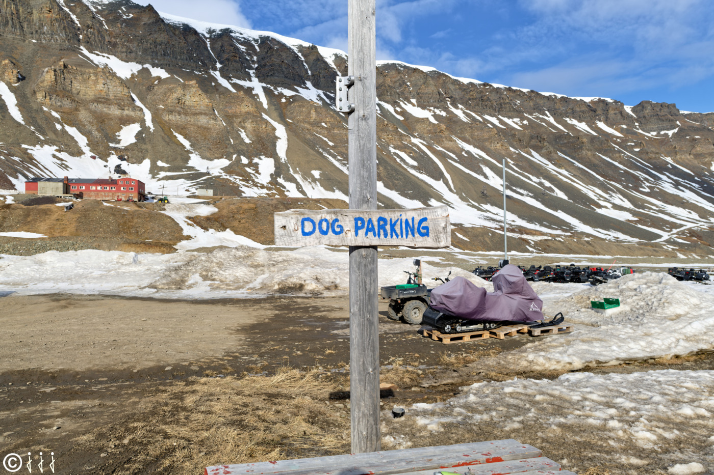Parking à chiens à Longyearbyen.